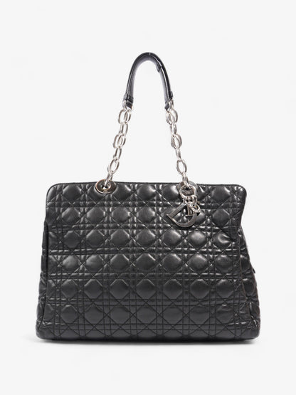 Christian Dior Quilted Tote Black Lambskin Leather Large