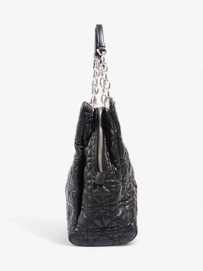 Christian Dior Quilted Tote Black Lambskin Leather Large