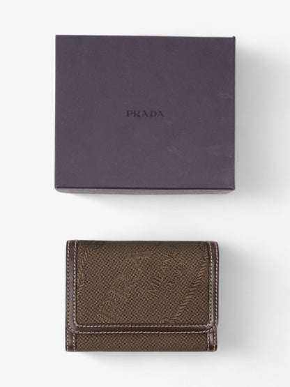Prada Logo Wallet Beige / Brown Canvas