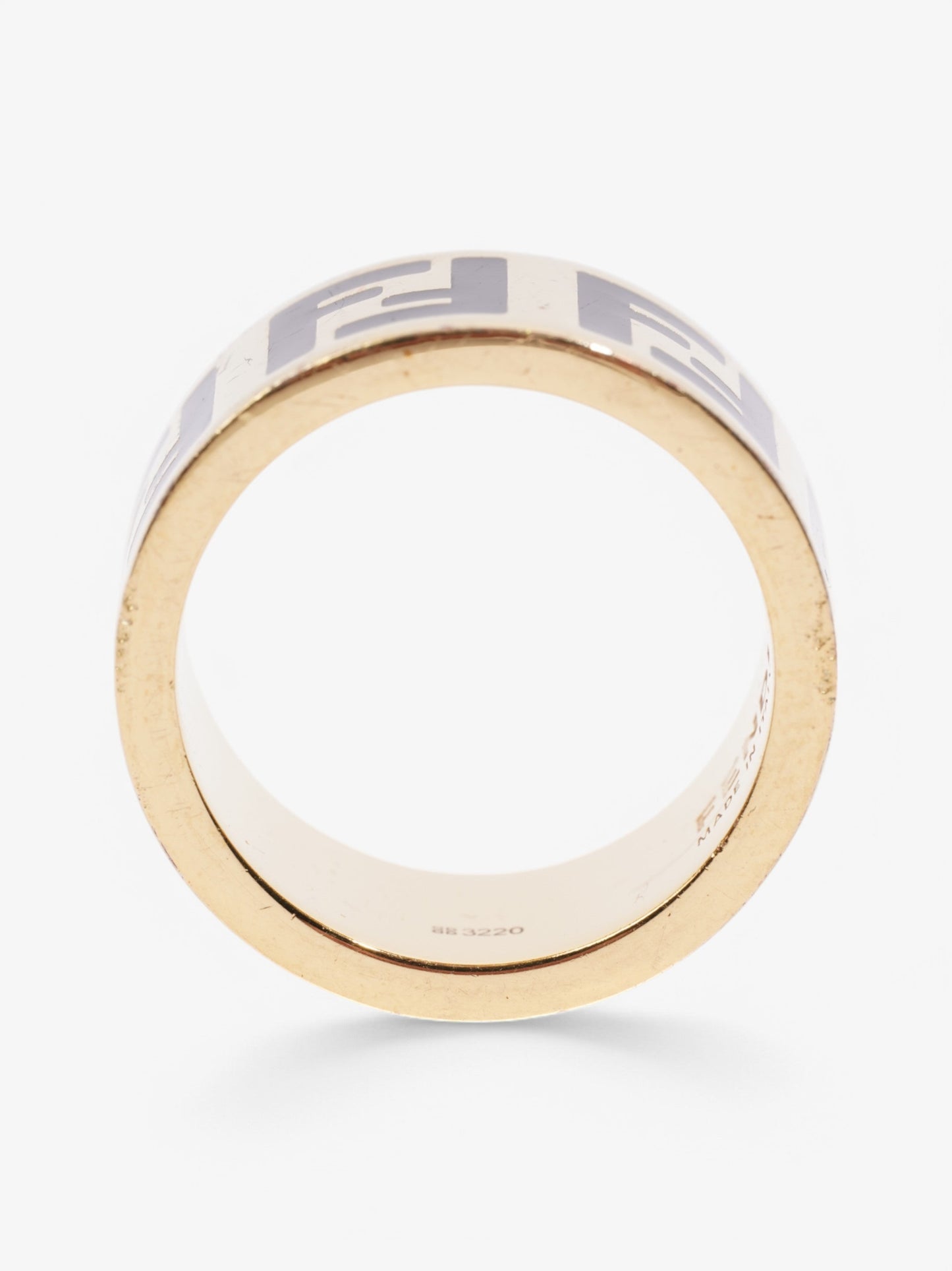 Fendi FF Ring Gold / Black Base Metal Medium (Circumference - 55mm)