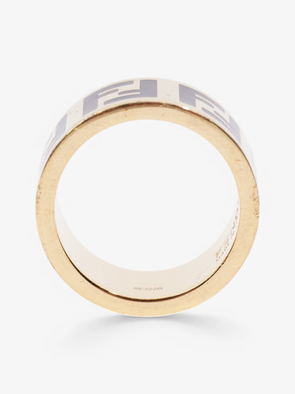 Fendi FF Ring Gold / Black Base Metal Medium (Circumference - 55mm)
