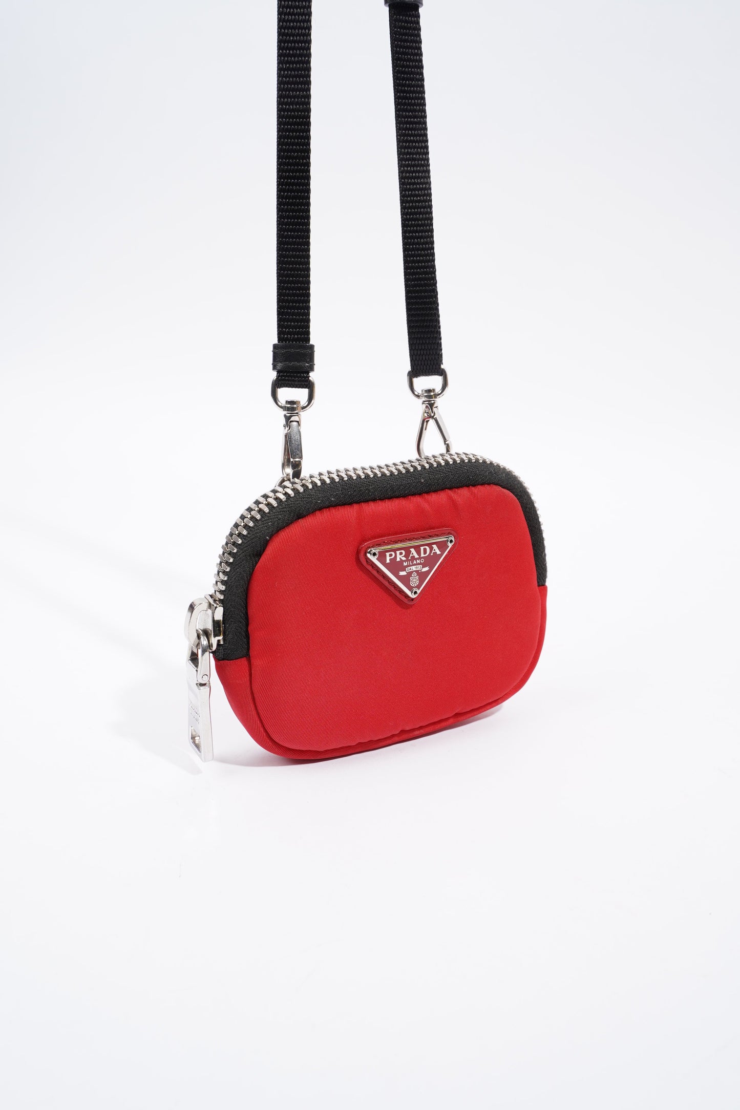 Prada Pouch With Strap Red Nylon