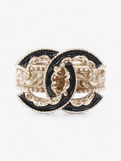 Chanel CC Ring Black / Gold Tone Enamel 55mm