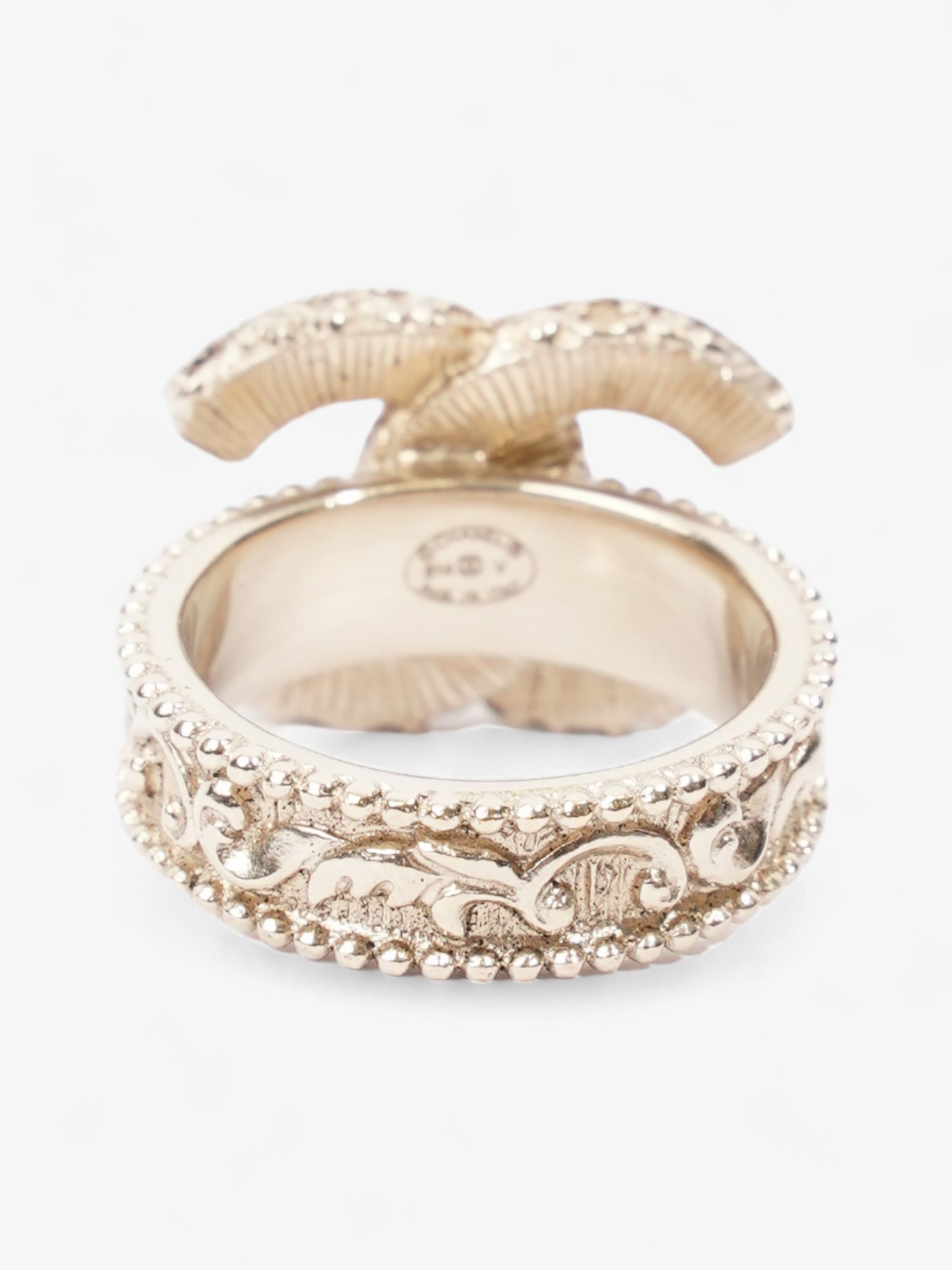 Chanel CC Ring Black / Gold Tone Enamel 55mm