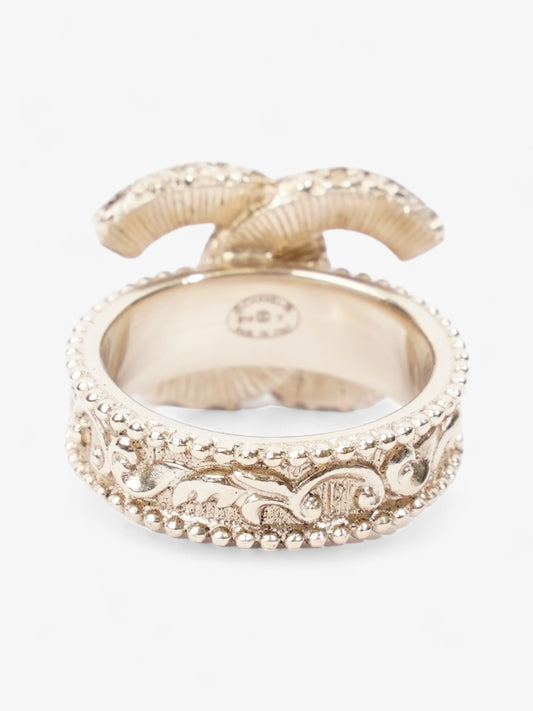 Chanel CC Ring Black / Gold Tone Enamel 55mm