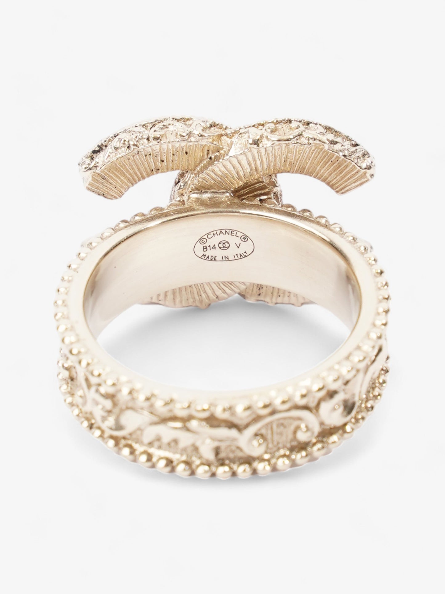 Chanel CC Ring Black / Gold Tone Enamel 55mm