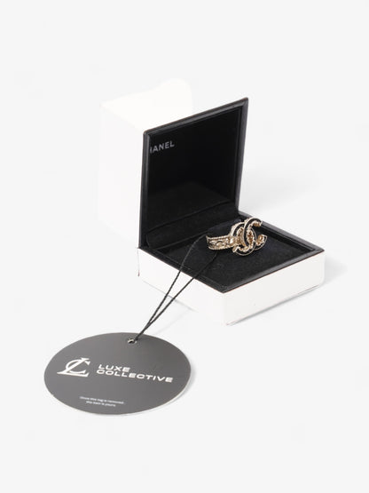 Chanel CC Ring Black / Gold Tone Enamel 55mm