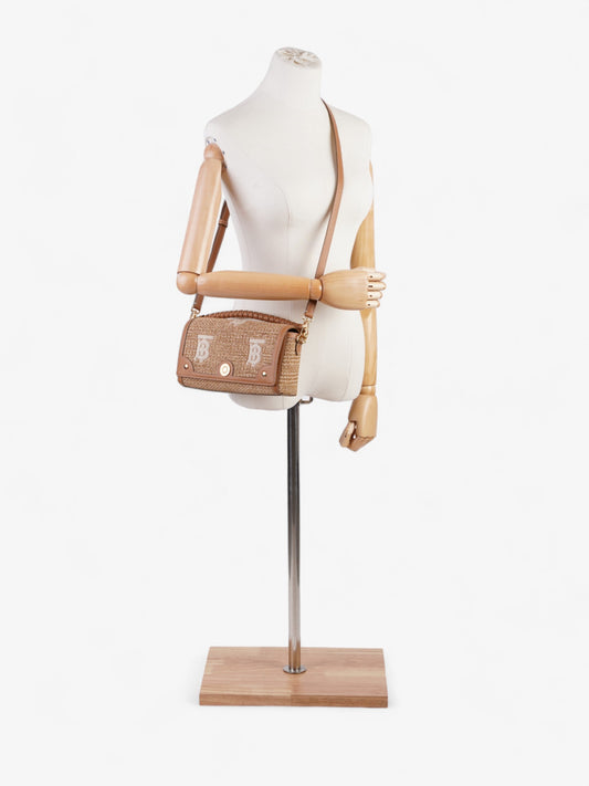 Burberry Top Handle Note Bag Natural Polyester Small