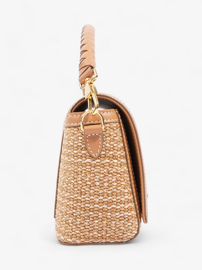 Burberry Top Handle Note Bag Natural Polyester Small
