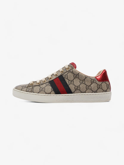 Gucci Ace Supreme GG Sneakers Beige Monogram / Red / Navy Canvas EU 39.5 UK 6.5