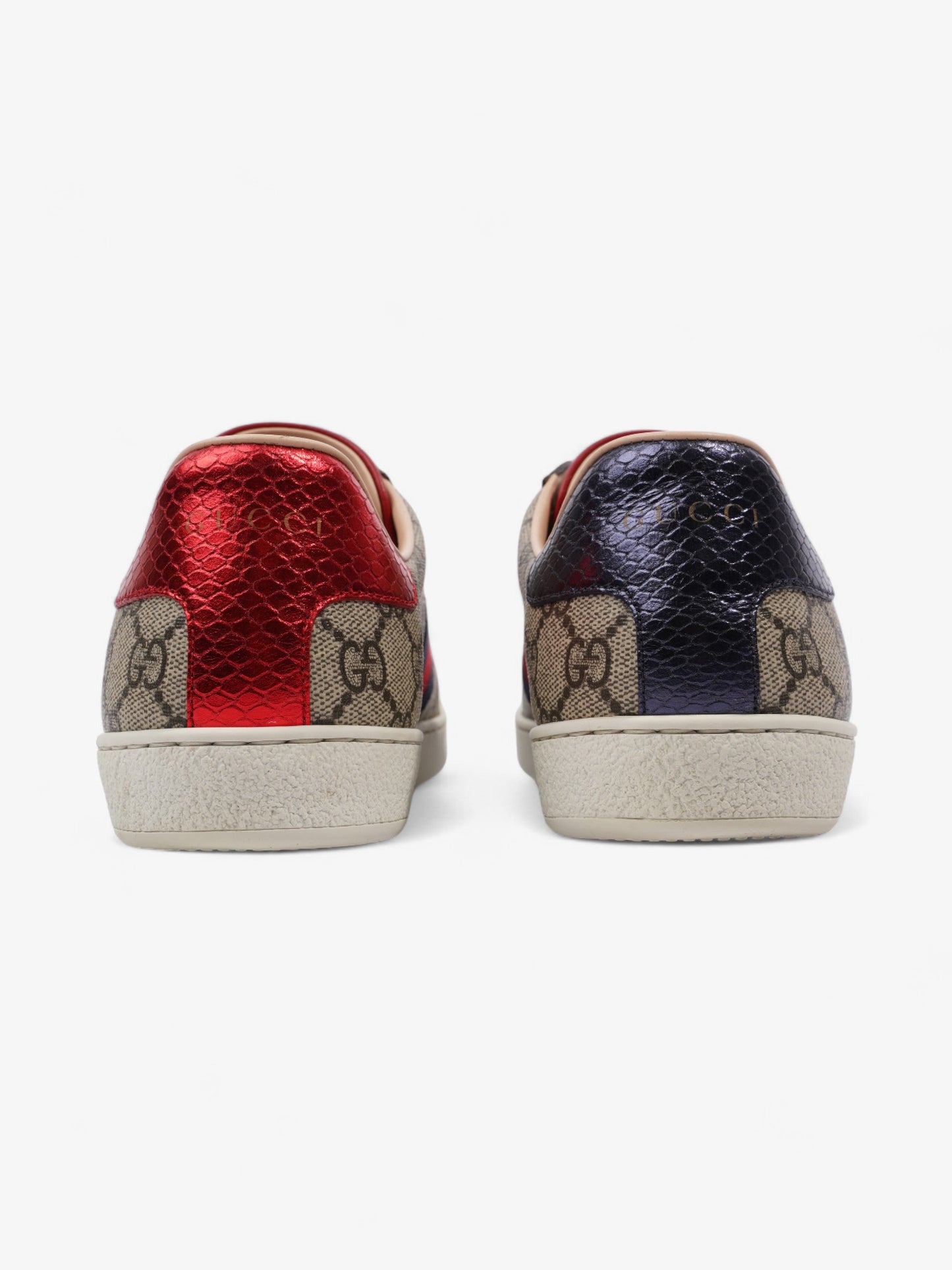 Gucci Ace Supreme GG Sneakers Beige Monogram / Red / Navy Canvas EU 39.5 UK 6.5