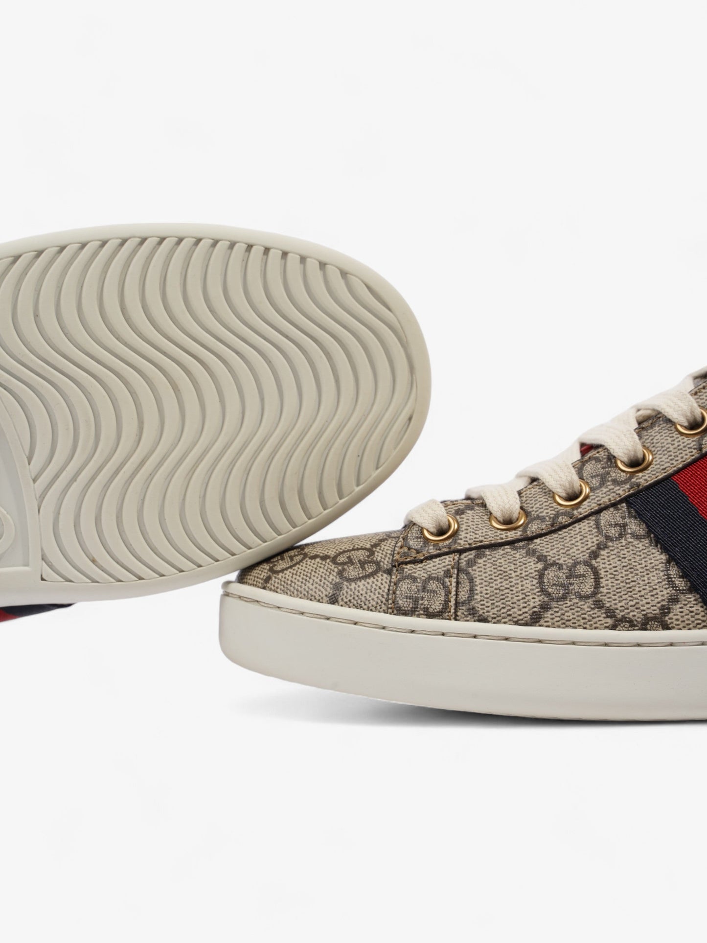 Gucci Ace Supreme GG Sneakers Beige Monogram / Red / Navy Canvas EU 39.5 UK 6.5