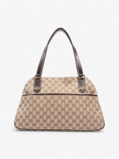 Gucci Charmy Front Pocket Shoulder Bag GG Supreme / Beige / Brown Canvas
