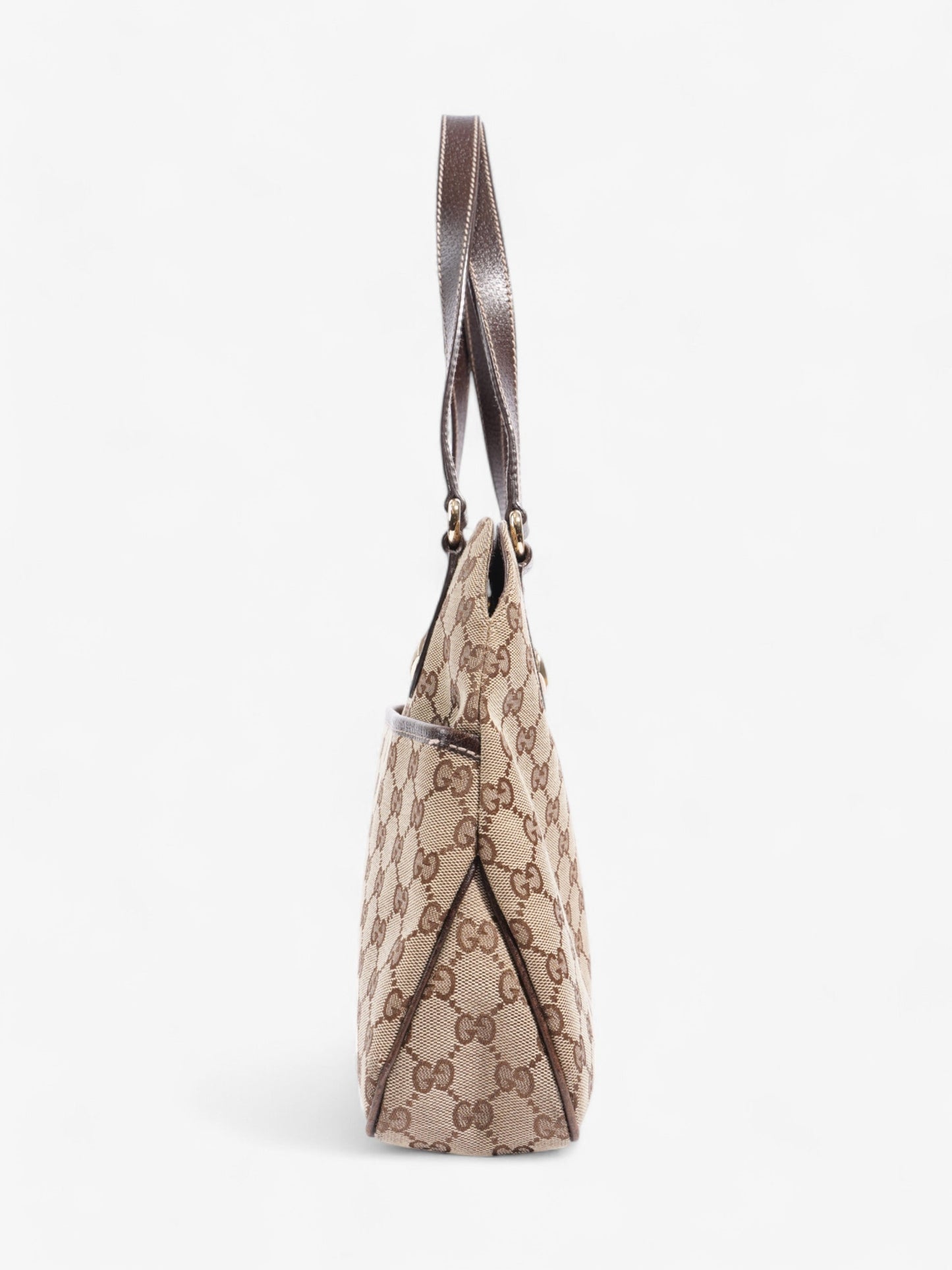 Gucci Charmy Front Pocket Shoulder Bag GG Supreme / Beige / Brown Canvas