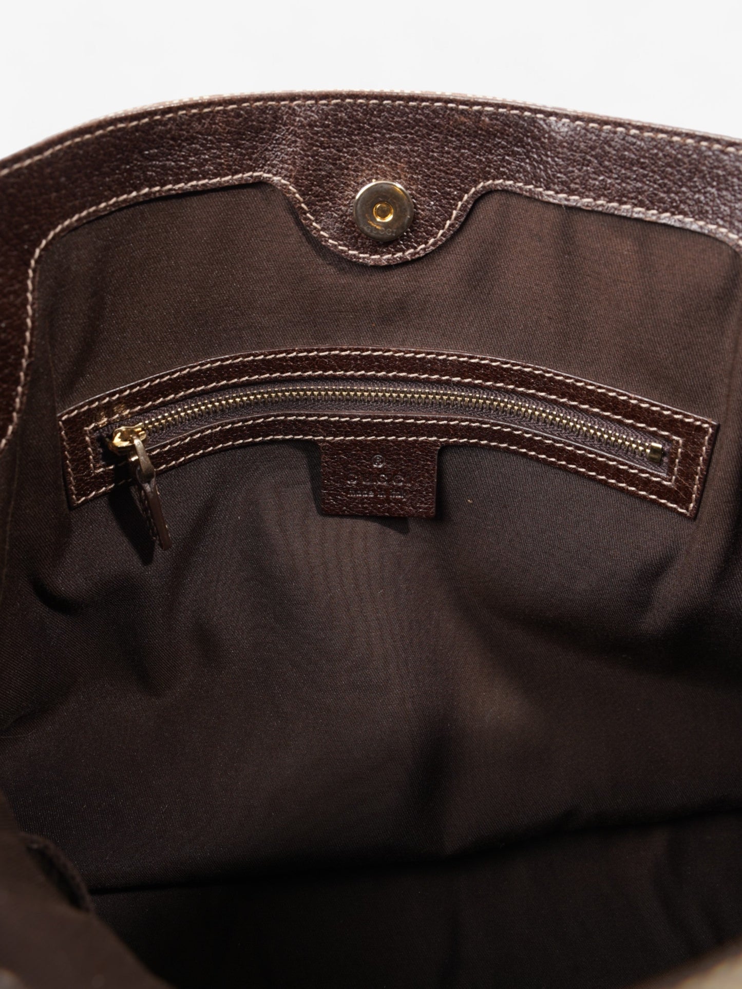 Gucci Charmy Front Pocket Shoulder Bag GG Supreme / Beige / Brown Canvas