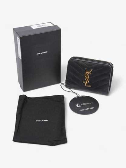 Saint Laurent Zip Around Wallet Black / Gold Calfskin Leather