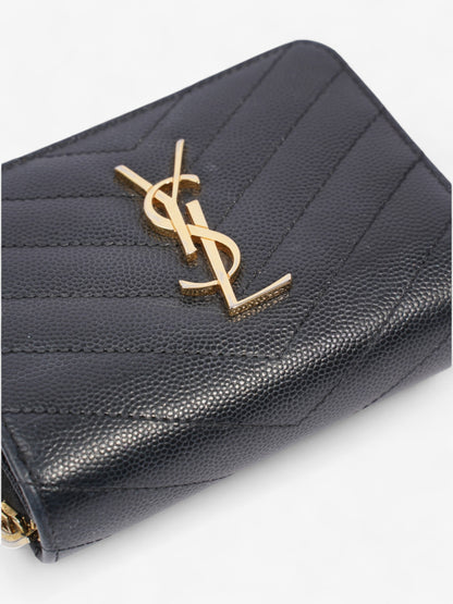 Saint Laurent Zip Around Wallet Black / Gold Calfskin Leather