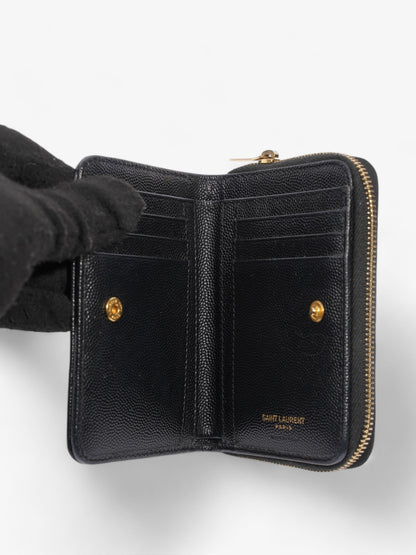 Saint Laurent Zip Around Wallet Black / Gold Calfskin Leather