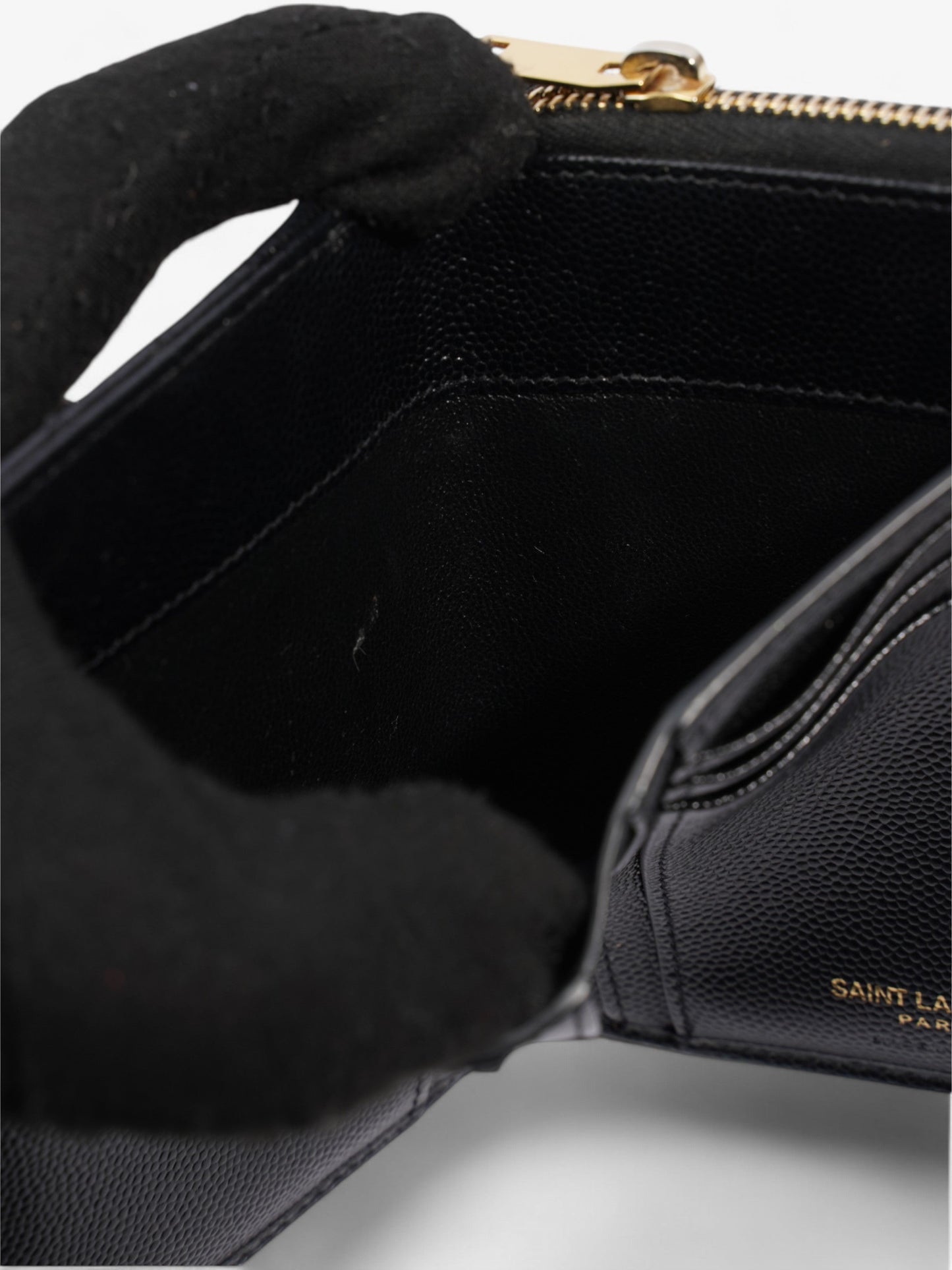 Saint Laurent Zip Around Wallet Black / Gold Calfskin Leather