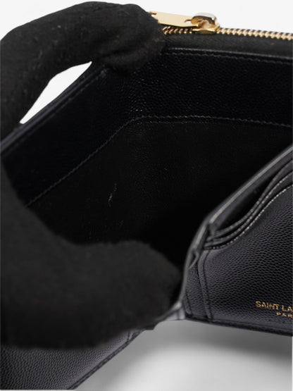 Saint Laurent Zip Around Wallet Black / Gold Calfskin Leather