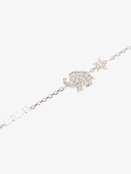 Christian Dior Crystal Star Elephant Bracelet Silver Base Metal 21cm