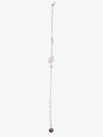 Christian Dior Crystal Star Elephant Bracelet Silver Base Metal 21cm