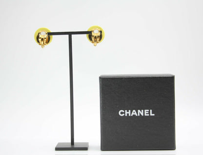 Chanel Vintage 96C Resin Yellow Bean Clip-on Earrings