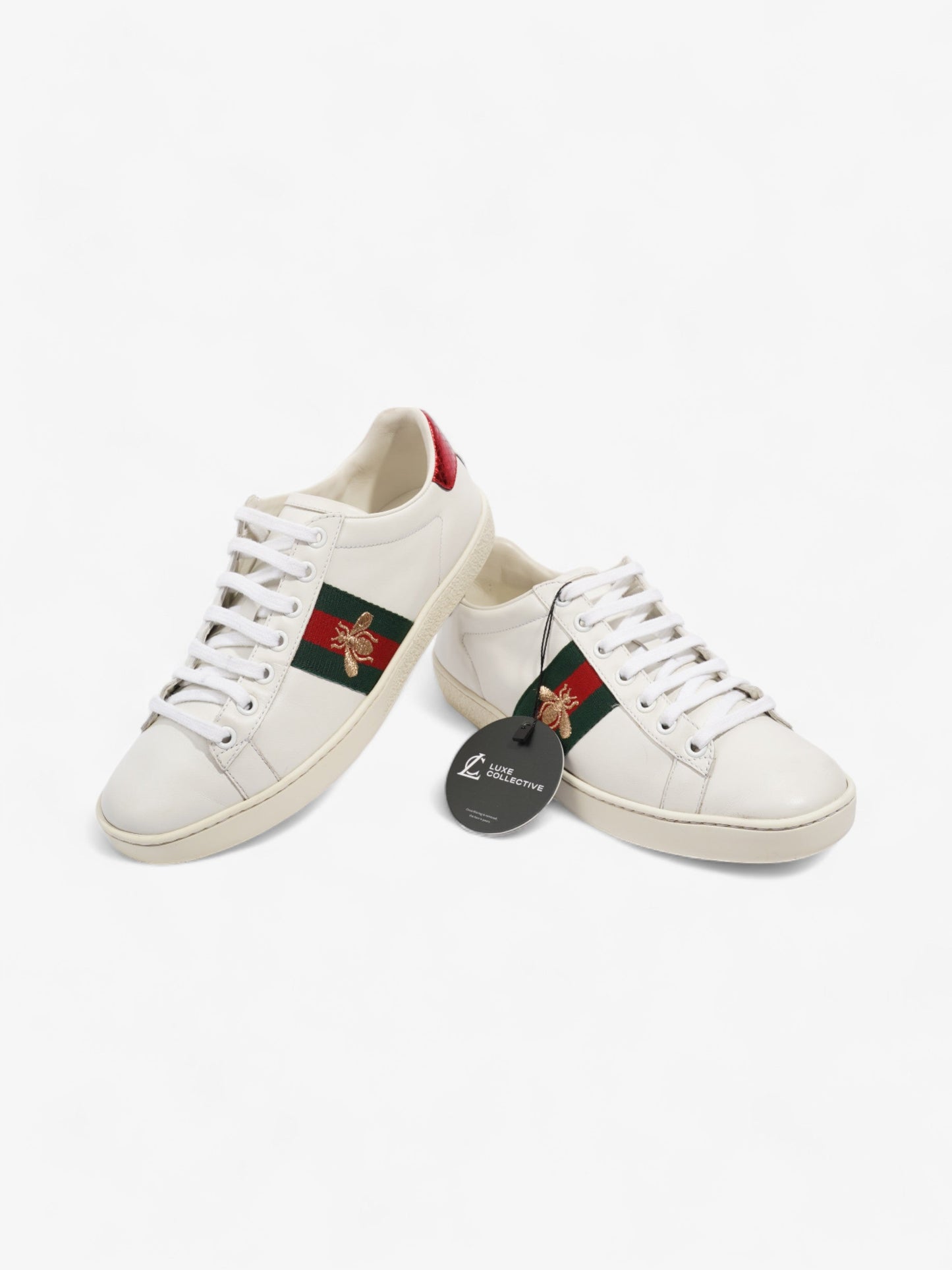 Gucci Ace Embroidered Bee Sneakers White / Green / Red Leather EU 37 UK 4