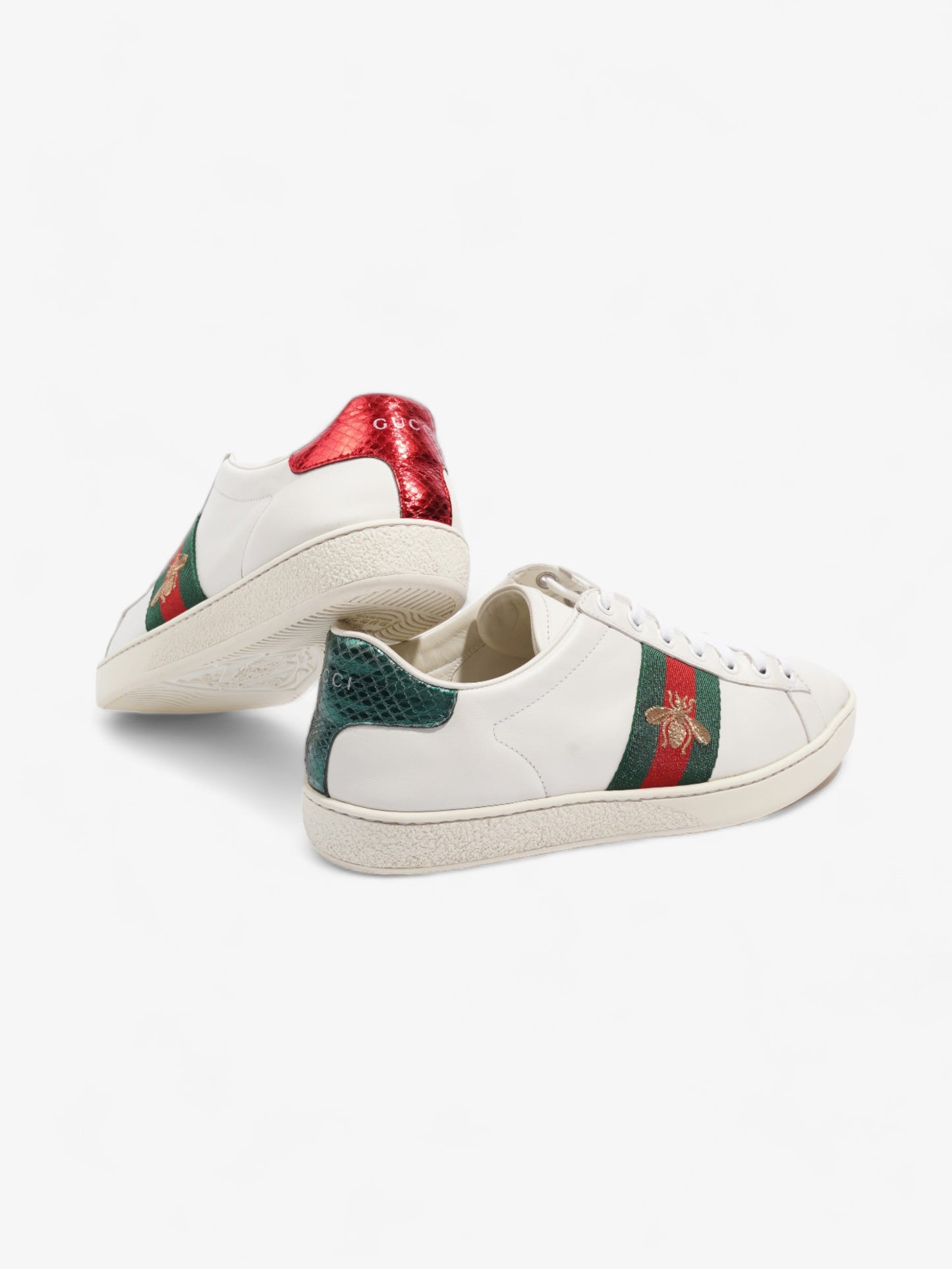 Gucci Ace Embroidered Bee Sneakers White / Green / Red Leather EU 37 UK 4
