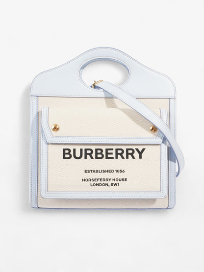 Burberry Pocket Bag Pale Blue / Cream Cotton Mini
