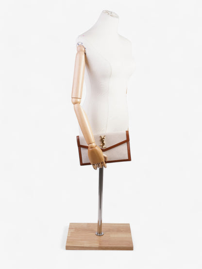Saint Laurent Uptown Clutch Natural Beige / Brown Canvas