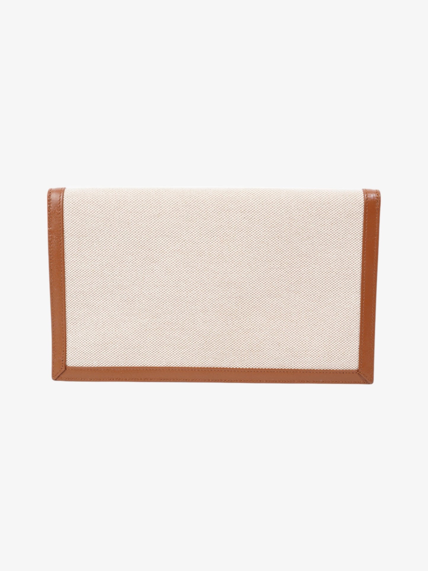 Saint Laurent Uptown Clutch Natural Beige / Brown Canvas