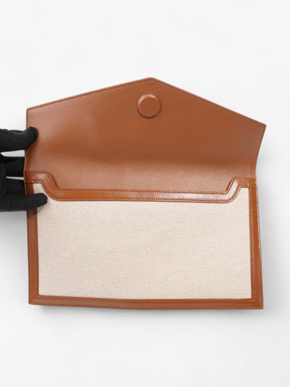 Saint Laurent Uptown Clutch Natural Beige / Brown Canvas