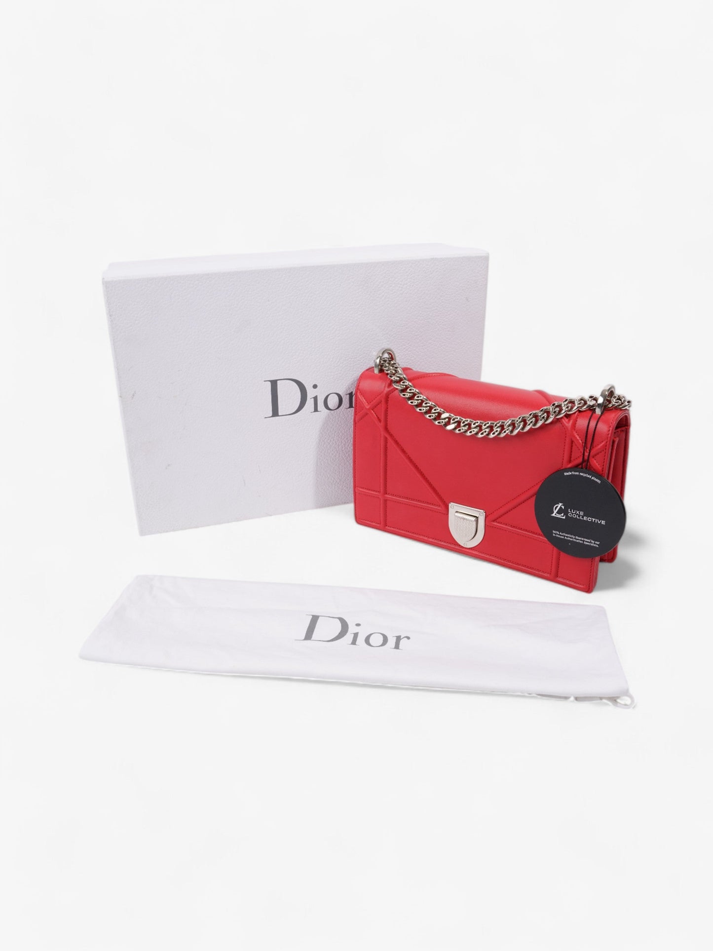 Christian Dior Diorama Red Calfskin Leather Medium