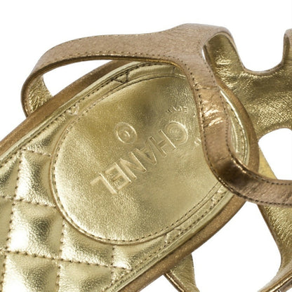 Chanel 15P Gold Metallic Jeweled Gladiator Sandal Flats EU 38.5