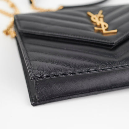 Saint Laurent Cassandre Envelope Wallet On Chain Black WOC