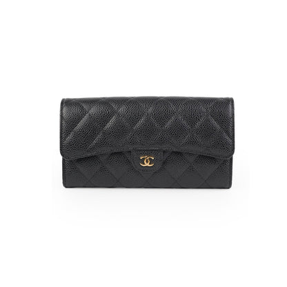 Chanel Long Caviar Black Wallet