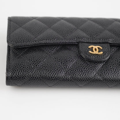 Chanel Long Caviar Black Wallet