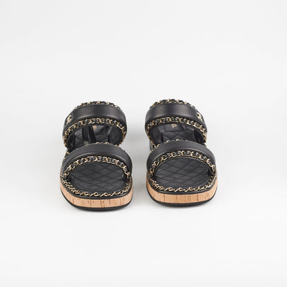 Chanel Black CC Sandals Size 41