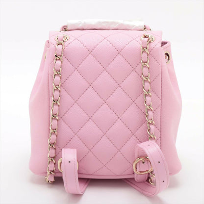Chanel Pink Caviar Quilted Small Duma Pockets Drawstring Backpack