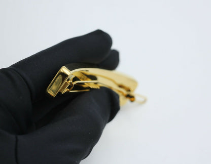 Chanel B21S Metal Burgundy Gold Edge English Long Hair Clip