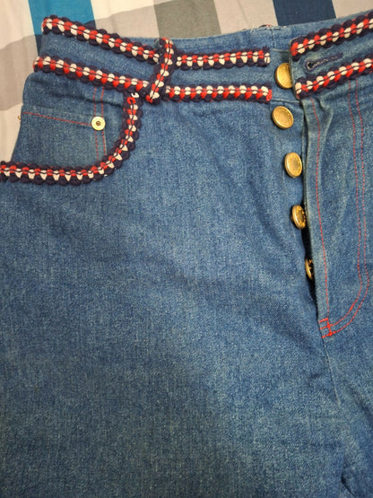 Chanel Vintage braided-trim straight-leg jeans