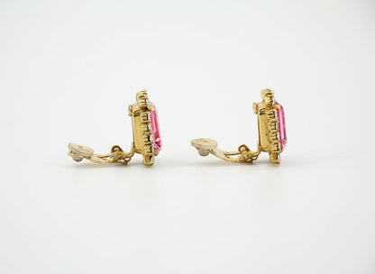 Chanel Vintage 95P Rhinestone Barbie Pink Clip-on Earrings