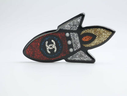 Chanel 17S Resin Rocket Glitter Creative Brooch