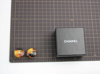 Chanel Vintage 97P Tortoise Shell Round Earrings