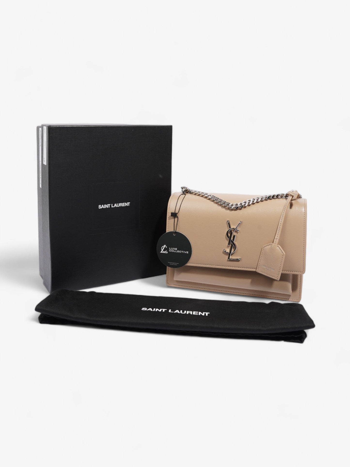 Saint Laurent Sunset Dark Beige Leather Medium