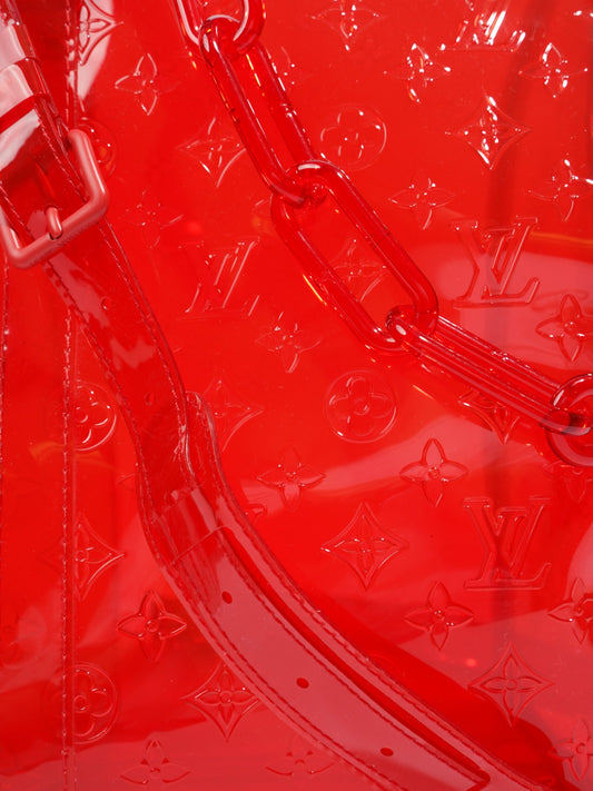 Louis Vuitton Transparent Keepall Bandouliere Virgil Abloh Red  PVC 50cm