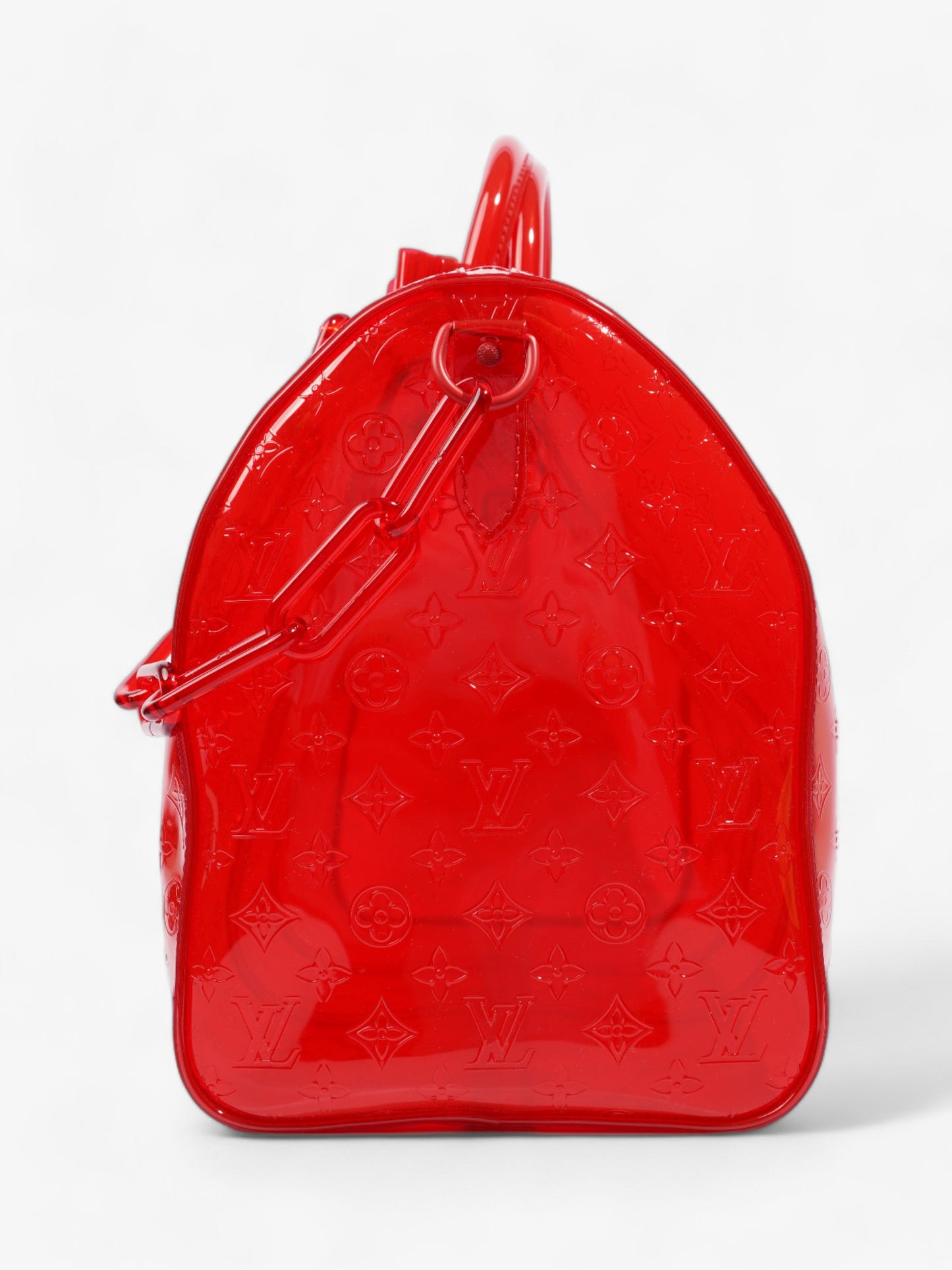 Louis Vuitton Transparent Keepall Bandouliere Virgil Abloh Red  PVC 50cm