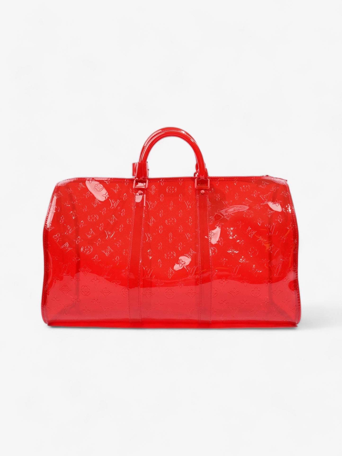 Louis Vuitton Transparent Keepall Bandouliere Virgil Abloh Red  PVC 50cm