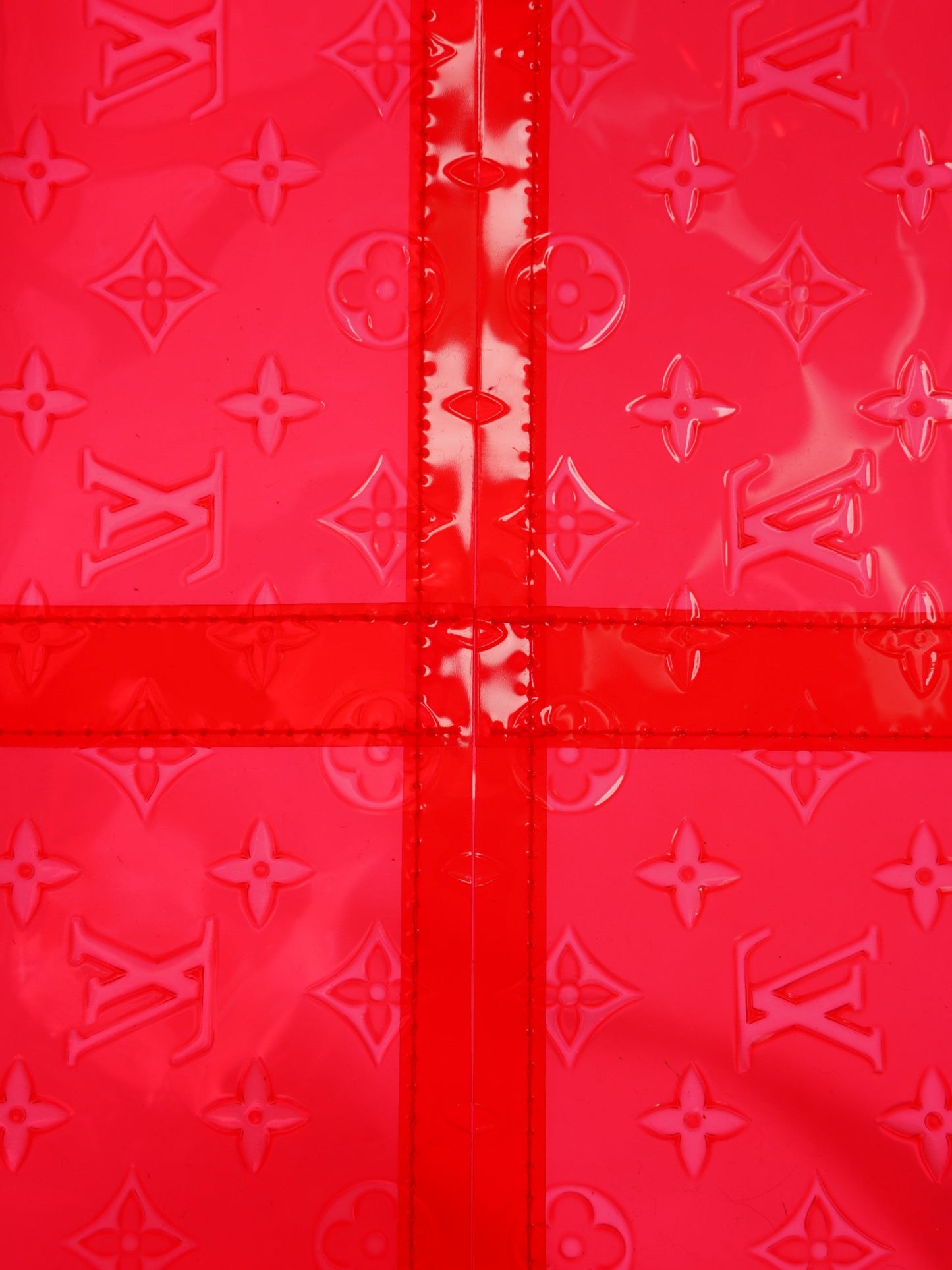 Louis Vuitton Transparent Keepall Bandouliere Virgil Abloh Red  PVC 50cm